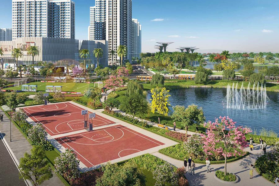 Toàn cảnh tiện ích tại dự án Vinhomes SaiGon Park – công viên, hồ nước và cây xanh
