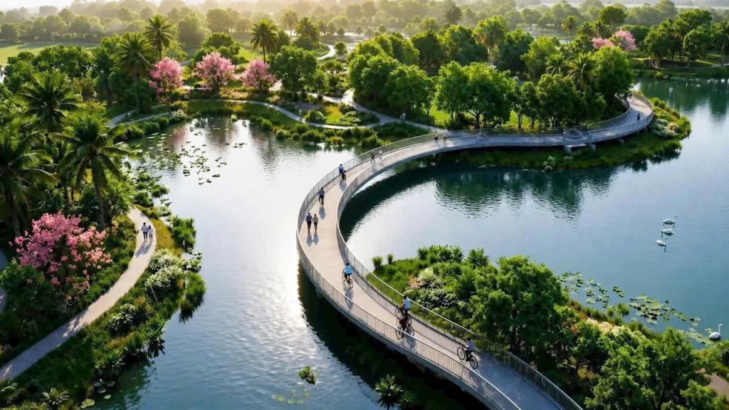 Loi di bo o ho Tien ich Vinhomes Saigon park