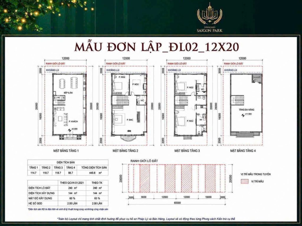 Layout Biệt thự đơn lập Vinhomes Saigon Park