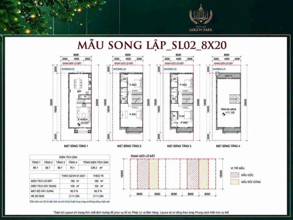 Layout Biệt thự song lập Vinhomes Saigon Park