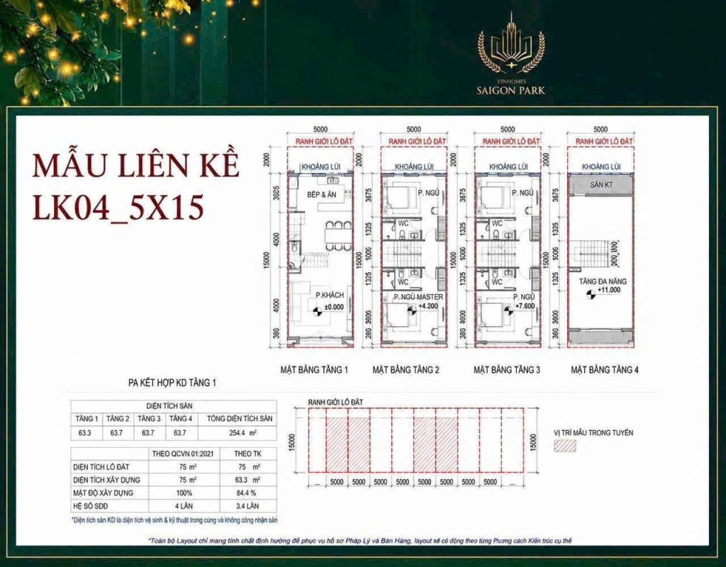 Layout Nhà phố liền kề Vinhomes Saigon Park