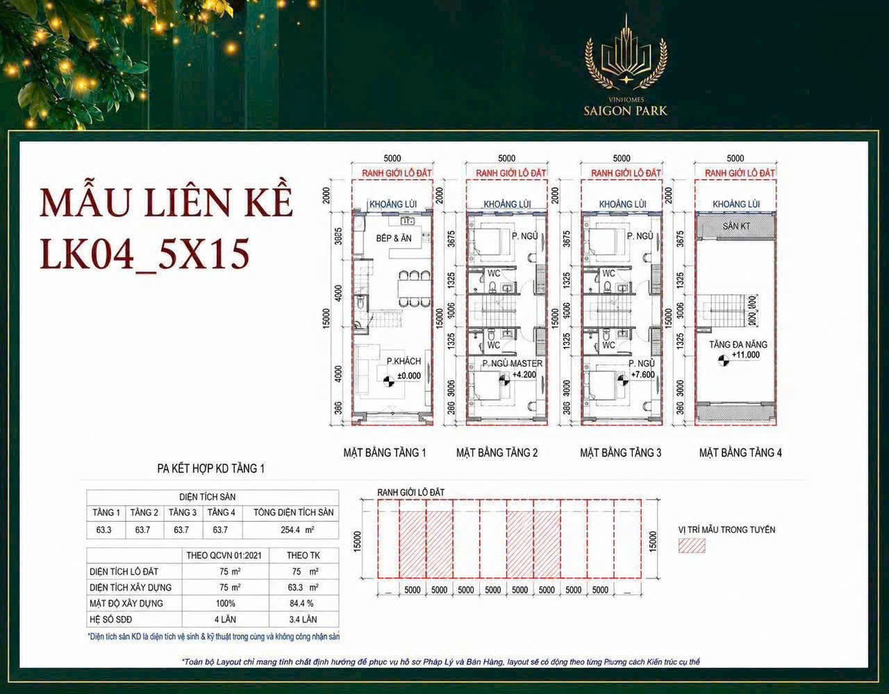 Layout Nhà phố liền kề Vinhomes Saigon Park