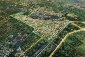 Phối cảnh tổng thể đại đô thị Vinhomes Sài Gòn Park nhìn từ trên cao tại Hóc Môn, TPHCM