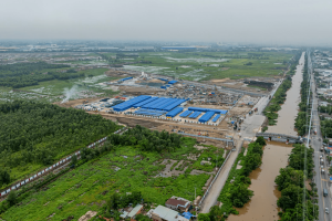 Công trường thi công Khu đô thị Đại học Quốc tế Vinhomes tại Xuân Thới Sơn nhìn từ trên cao