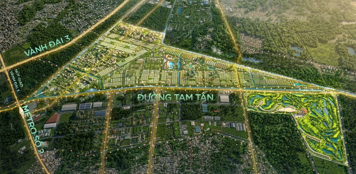 Sơ đồ vị trí Vinhomes Saigon Park kết nối Vành đai 3, đường Tam Tân và Metro số 2