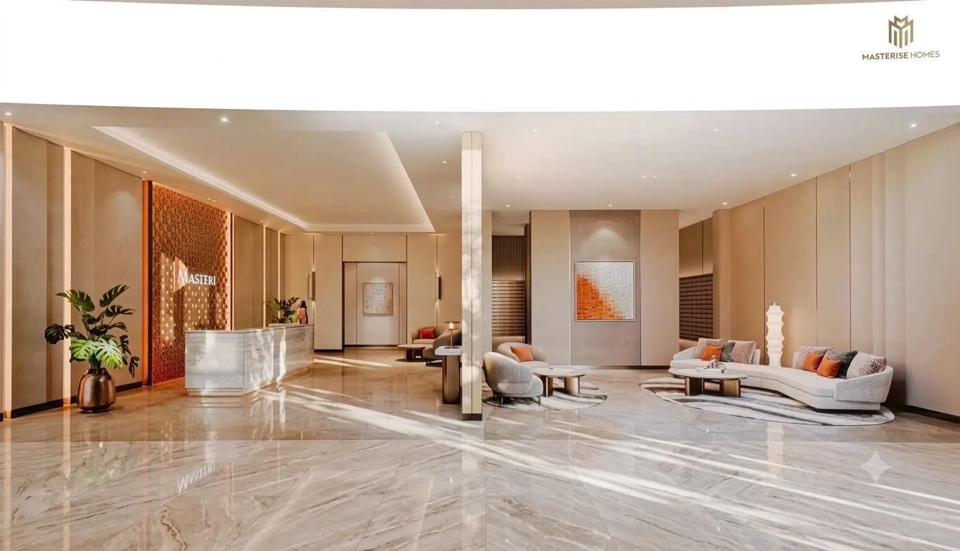 Không gian sảnh đón được hoàn thiện bằng đá marble tại dự án mang thương hiệu Masteri của Masterise Homes