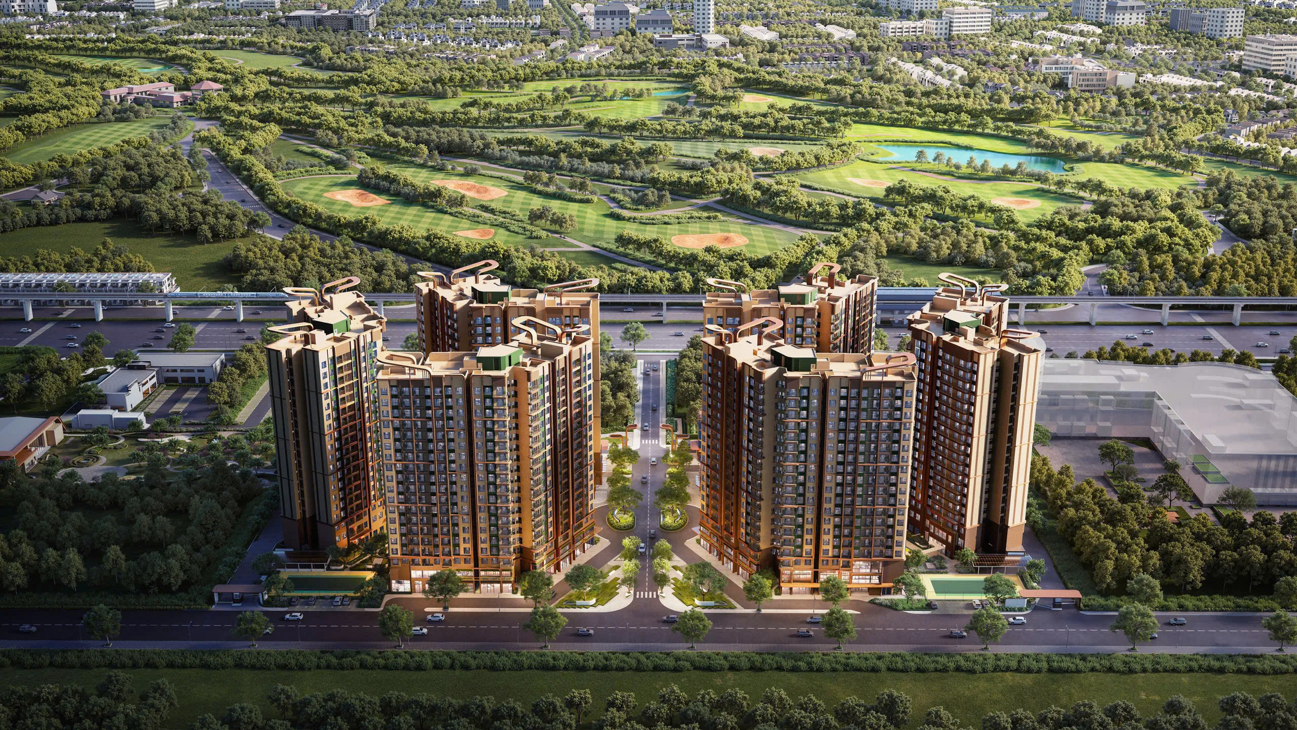 Toàn cảnh 6 tòa tháp 19 tầng của dự án Norton Park nhìn từ trên cao